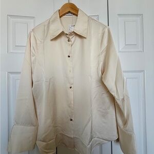 Mango Ivory Satin Blouse